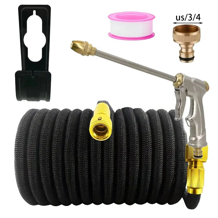 3/4 inch all-copper high-pressure long rod spray gun set, retractable garden watering hose
