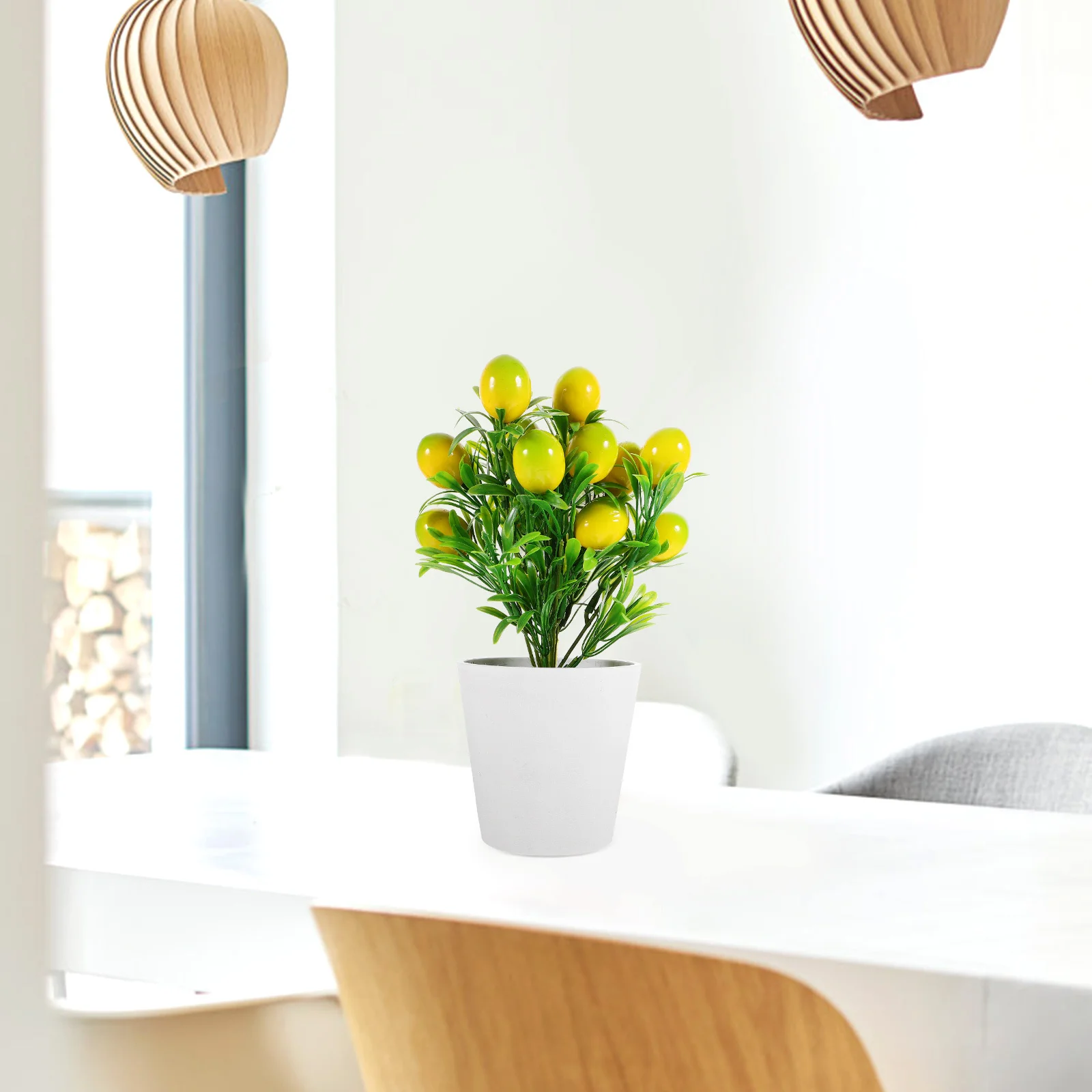 

1Set Realistic Artificial Potted Fruit Picks Lifelike Lemon Branches Bonsai Decor for Home Office Indoor Outdoor Space Desktop