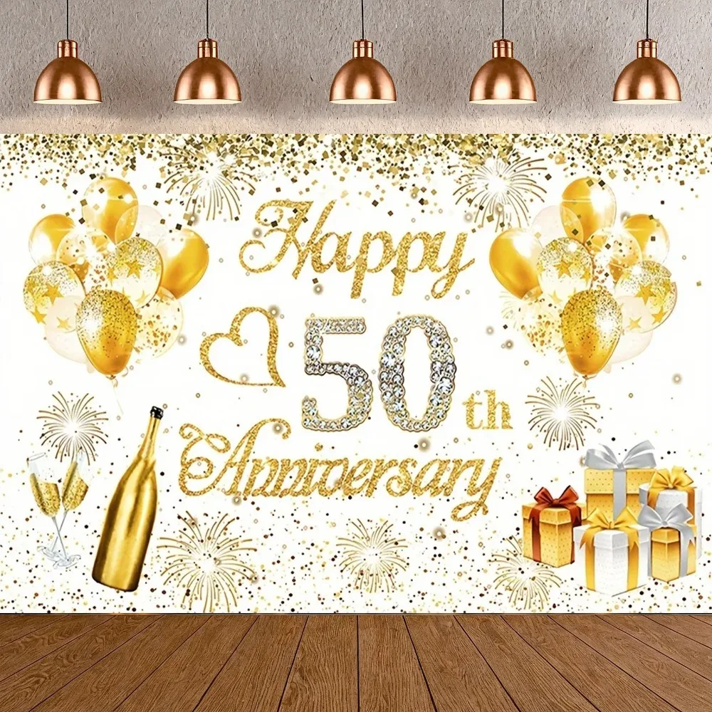 50. Jahrestag Feier Banner Fotografie Hintergrund, Erwachsene Geburtstag Party, Familientreffen Dekoration Fotografie Hintergrund