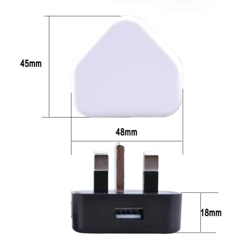 Steker Inggris 3 Pin Pengisi Daya Dinding USB 5V 1A Adaptor Daya Rumah