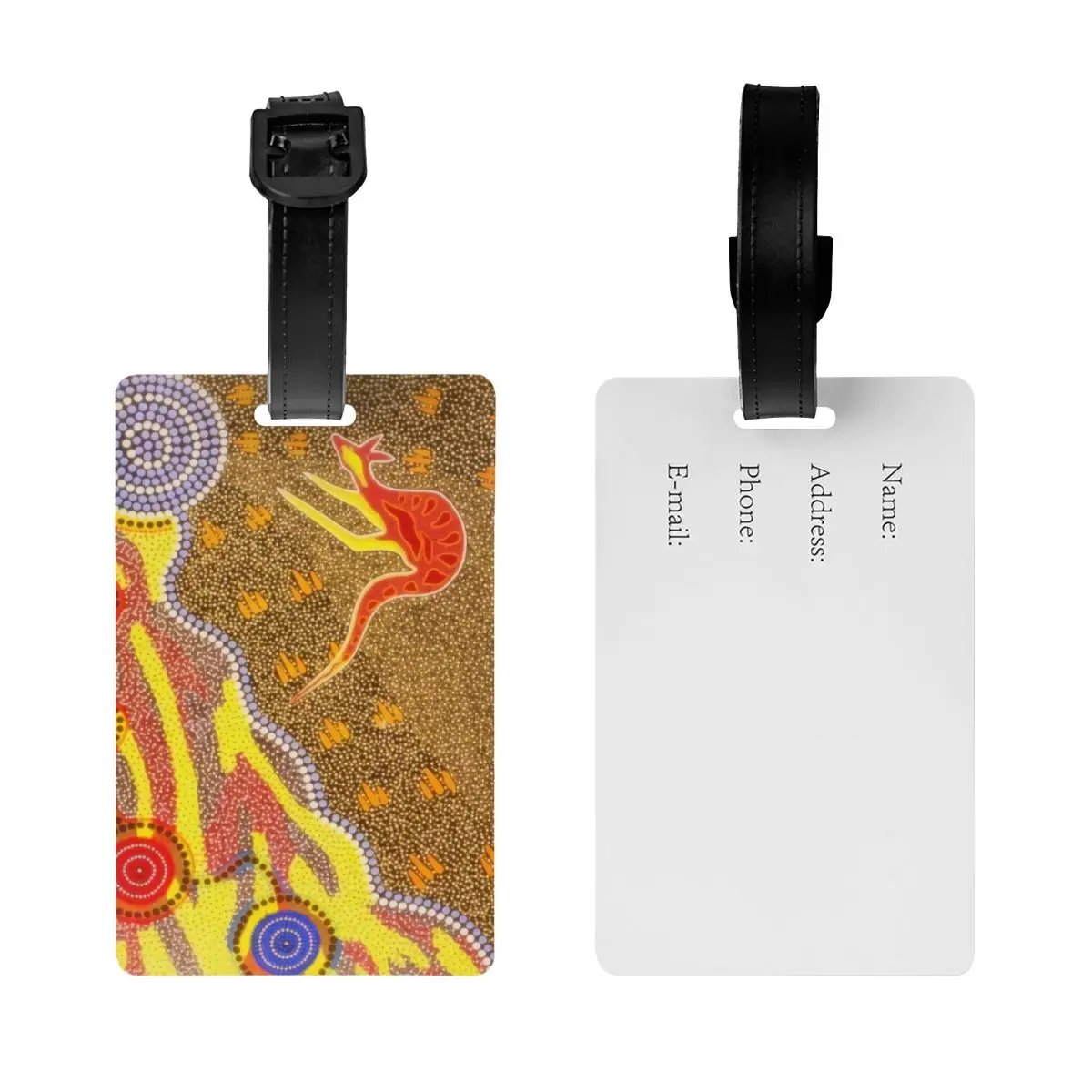 Custom Australian Aboriginal Art Luggage Tag Suitcase Baggage Privacy Cover ID Label