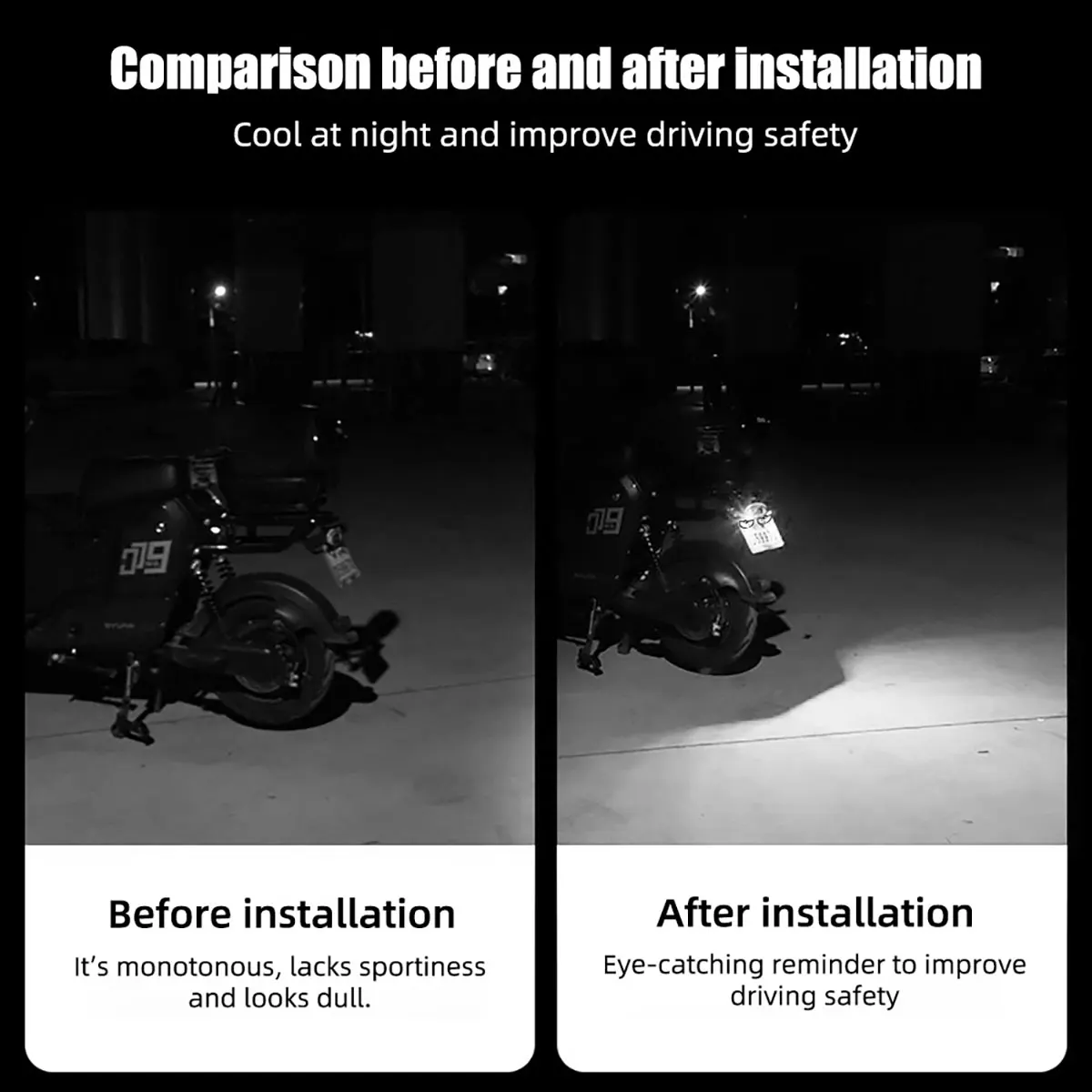 2PCS Car LED Demon Eye Light Semicircle Eagle Eye Motorcycle Tail Decorative Lights Dynamic Strobe Turn Signal Light Universal image 3