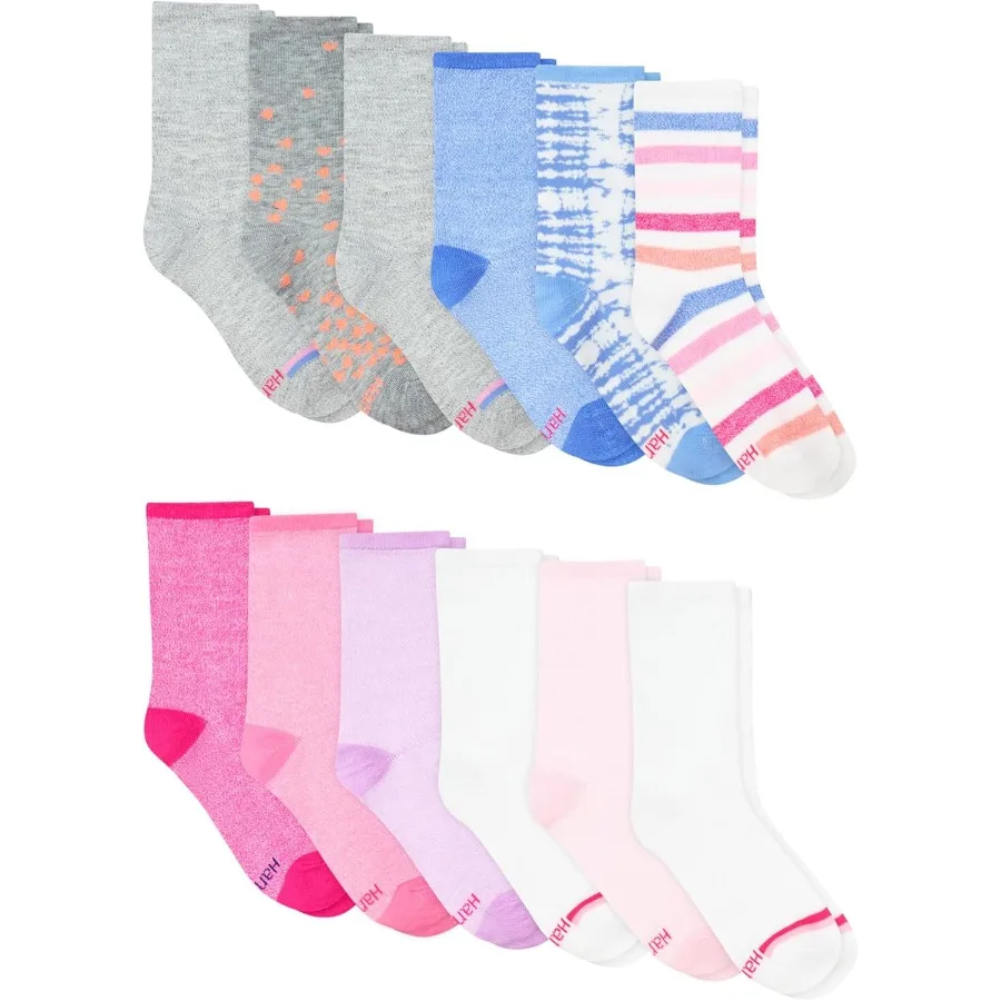 Pack de 12 chaussettes d'école ou d'uniformes pour filles, super valeur, couleurs assorties, pour un usage quotidien, confortables et durables pour la salle de classe