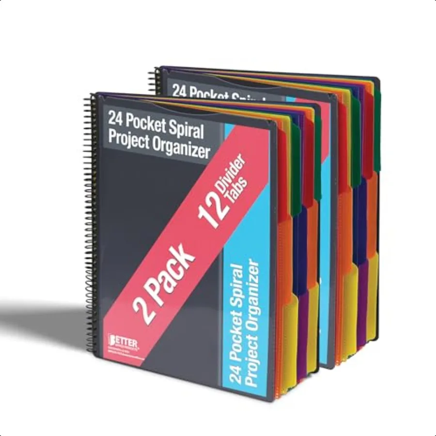 organizzatore-di-progetti-a-spirale-in-polietilene-da-24-tasche-confezione-da-2-resistente-con-custodia-multiuso-1-3-linguette-tagliate-12-divisori-colorati-vista-chiara-sul-davanti