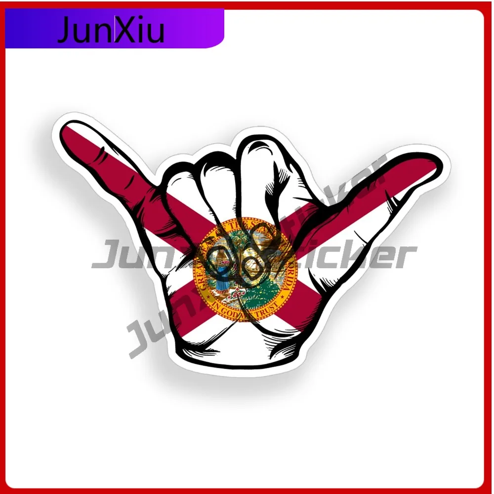 

Florida Hang Loose Sticker FL Flag Beach shaka vehicle Decal Cute Waterproof Vinyl Accessory Car Laptop Window Bumper