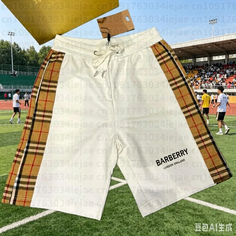 

Summer British Style Plaid Stripe Print on Both Sides Men's Casual Quick-dry Beach Shorts Comfy Relaxed-Fit Flexible Shorts