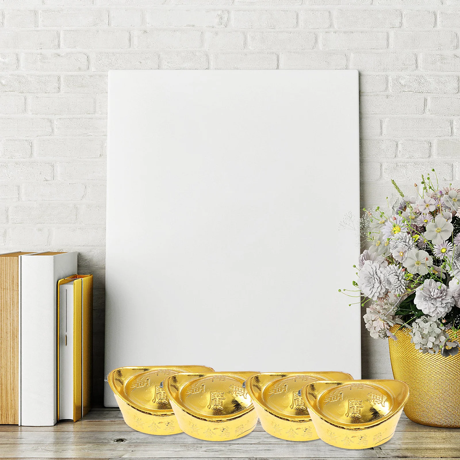 

30pcs Gold Decor New Year Home Desktop Ornament Simulated Plastic Craft Lucky Money Gift For Festival Prosperity