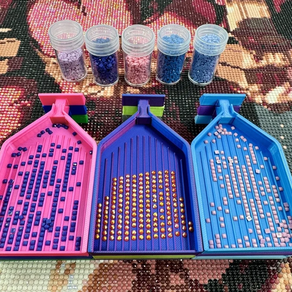 DIY Craft Diamond Painting Tray Large Capacity Beading Plates Drill Storage Container with T Shape Pop-up Plug Embroidery