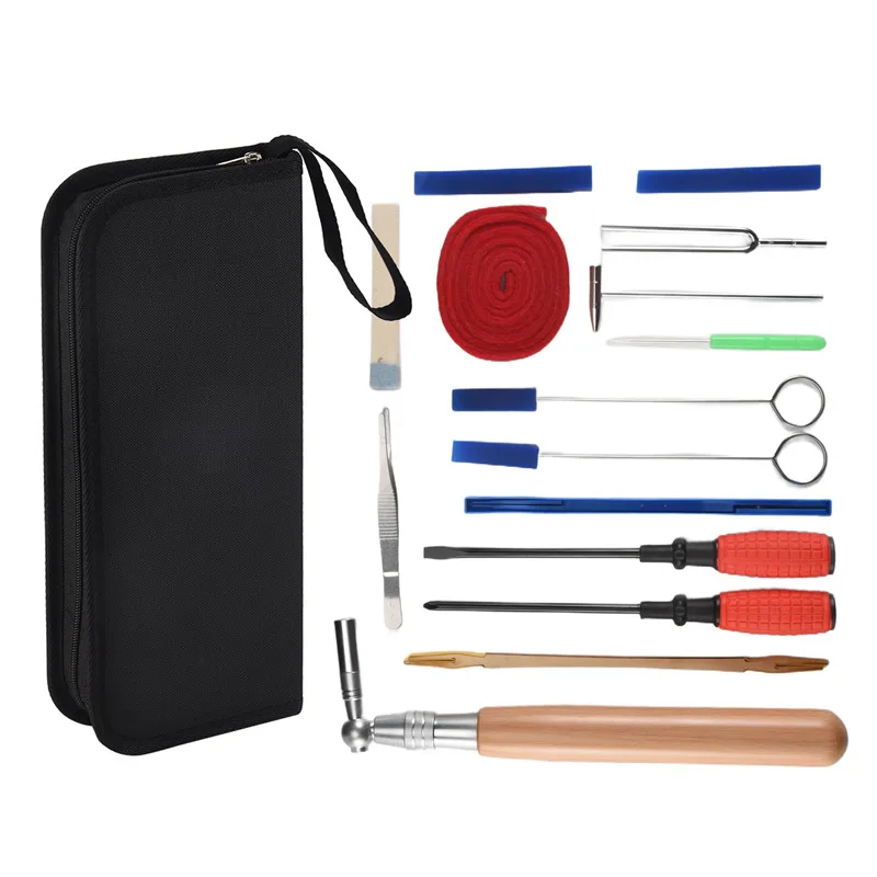 

Piano Tuning Kit 16Pcs Professional Piano Tuners Tools Set Wrench Hammer Mute Fork Screwdriver Belt Tweezers Clip