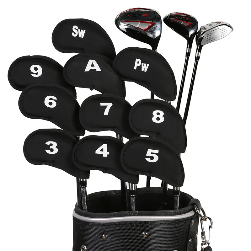 10 Uds. Fundas para cabeza de palo de Golf, cubierta para cabeza de Putter de hierro, juego de fundas para cabeza de Putter, accesorios de Golf para