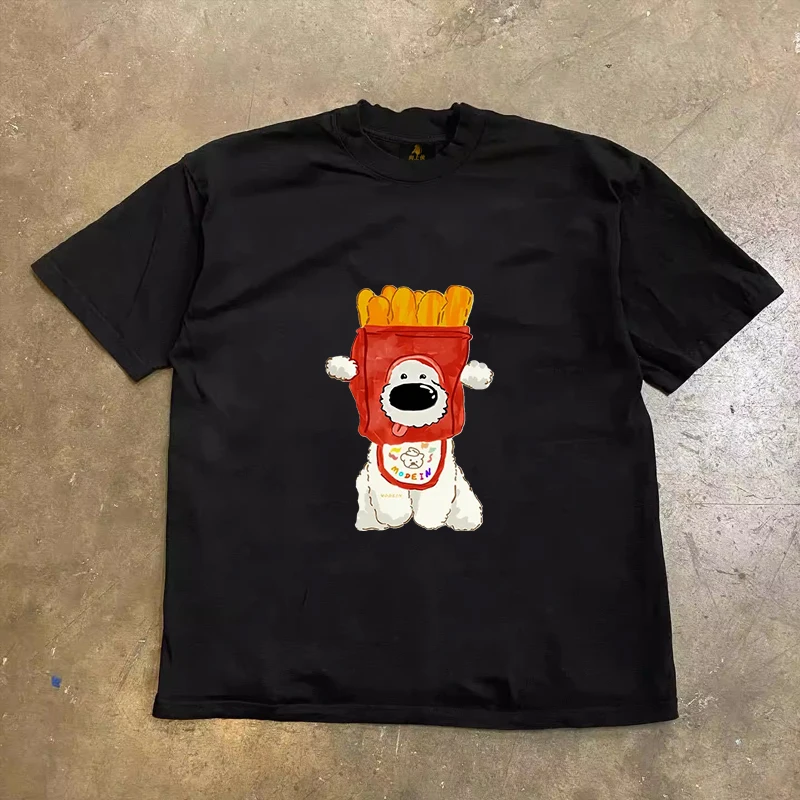 Loose Fit Cotton T-Shirt Short Sleeve Double Thread 260 Pure Cotton Men's Casual Printed Tee Sweat Absorbent Summer Wear