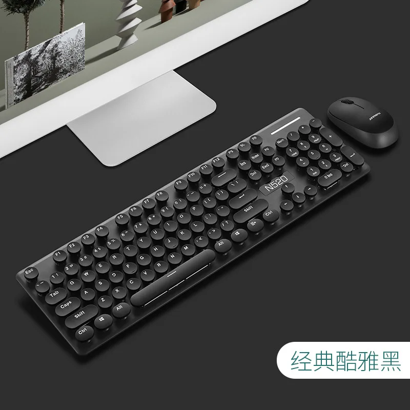 Imagem -06 - Teclado sem Fio e Mouse Grupo Punk Desktop Laptop Office Color Fingerboard N520