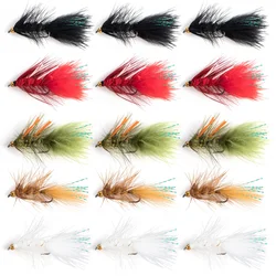 3pcs Wooly Bugger Flies Streamers Fly Fishing Flies with Gold Bead Rubber Legs Wet Flies for Bass Trout Panfish Crappie Saltwate