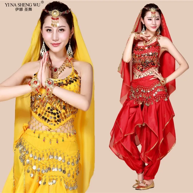 Dance Accessories Indian Dance Belly Dance Necklace Bracelet Earrings Head Chain Six-piece Dance Performance Jewelry Set Women