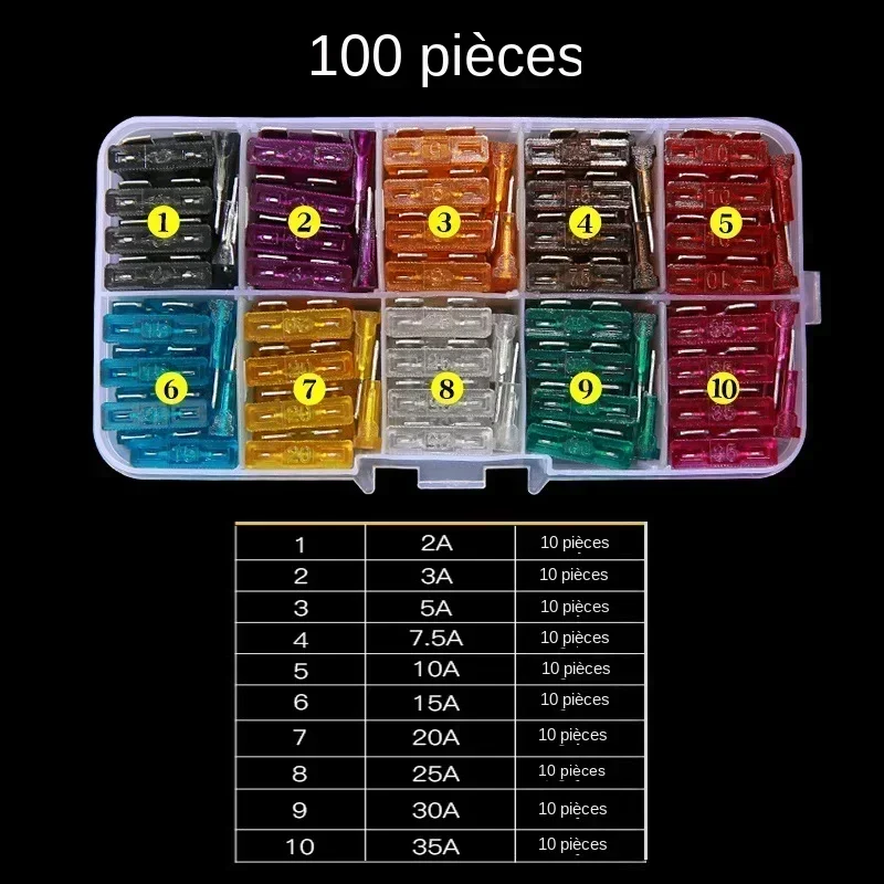 100/ 50Pcs Profile Medium Size Blade Type Car Fuse Assortment 2.5 3 5 7.5 10 15 20 25 30 35A Fuse Set Auto Car Truck