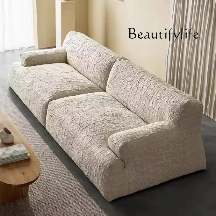 Cream style fabric sofa living room modern simple straight row designer style high sense fashion