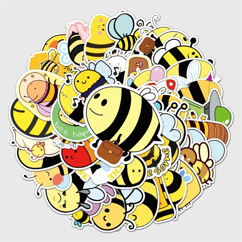 50PCS Cartoon Animated Animal Bee Graffiti Cartoon Sticker Skateboard Luggage Mobile Phone DIY Cute Sticker