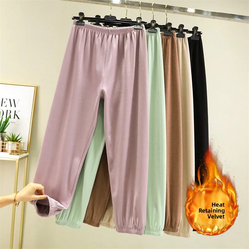 

Свободные немецкие бархатные повседневные брюки, женские осенне-зимние длинные брюки с манжетами, спортивные брюки с высокой талией, большие размеры, утягивающие фонарики...