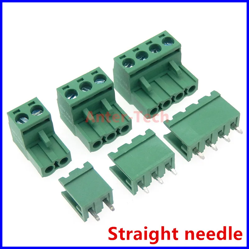 5SETS 2EDG 2/3/4/5/6/7/8/9 pin screw terminal block connector 5.08MM pitch PLUG + Straight PIN HEADER SOCKET for pcb 2p 3p 4p