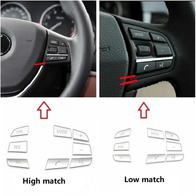 7PCS Car Steering Wheel Button Switch Cover Trim ABS Chrome For BMW 1 2 3 4 5 7 Series GT3 GT5 X3 X5 X6 F10 F20 F30 E70