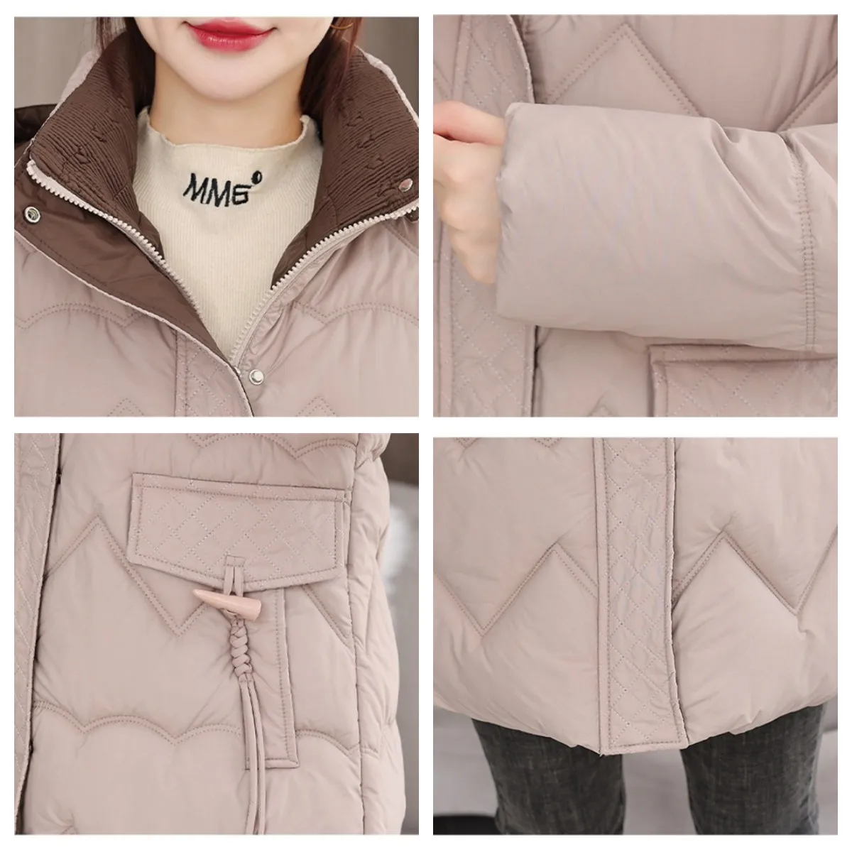 2024 New Women Jacket Winter Parka Down Cotton Jackets Casual Mid Long Coat Thick Warm Hooded Parkas Female Waterproof Outwear