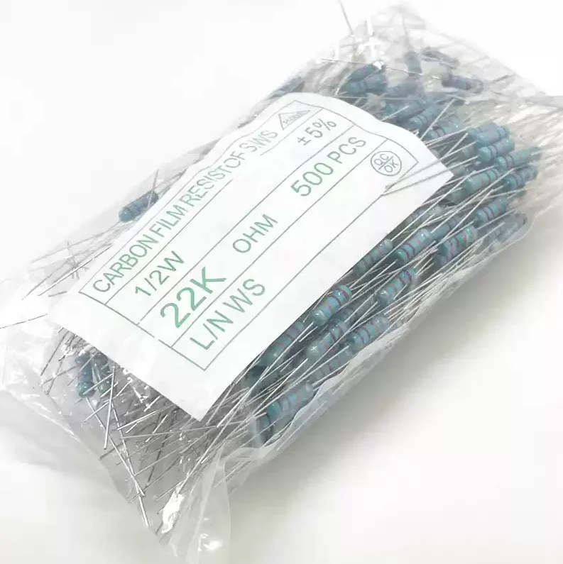 500pcs 1/2W Metal film 3/5/6/7/8/9.1.2.3.4.5.6.7.8./K/R Carbon Film Resistor 0.5W (0R ~ 1M) 10K Ohm 5% 220R 4.7k 2.2K 1K 100K
