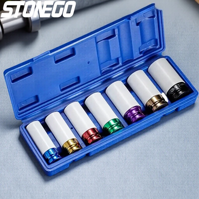 

STONEGO 7 шт. электрический гаечный ключ с торцевой головкой, ручная дрель, торцевая головка, демонтаж шин, воздушная пушка, шестигранная головка, инструмент