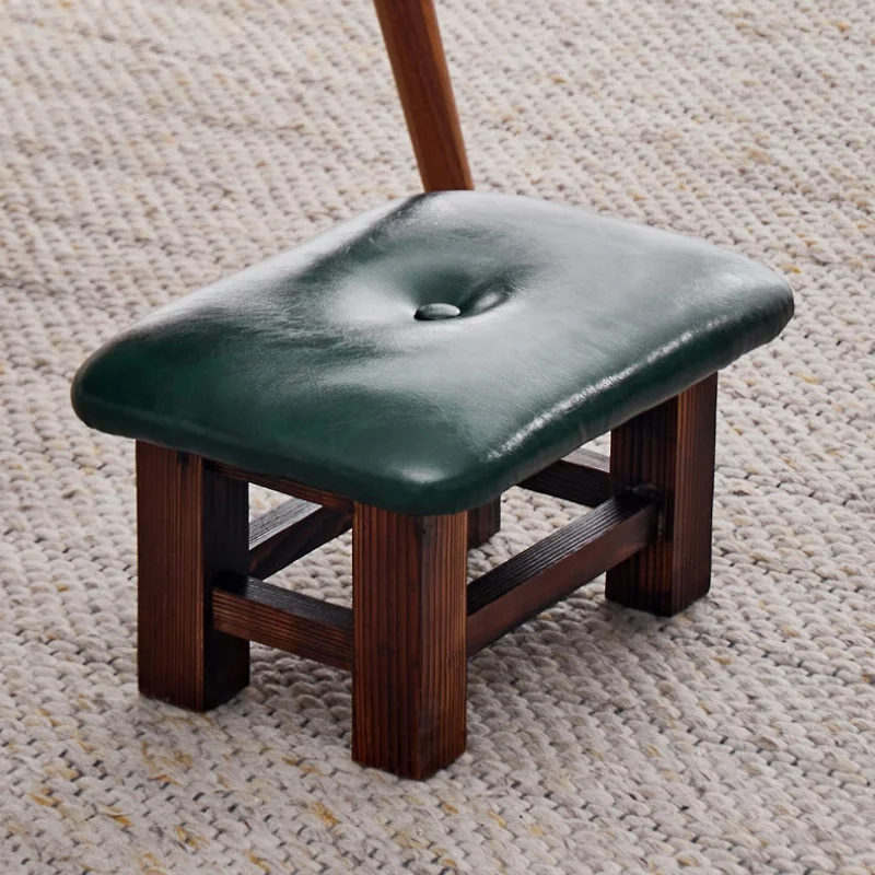 Solid Wood Stool Home Soft Bag Low Stool Door Living Room Coffee Table Sofa Foot Small Stool Wooden Stool Leather Stool New