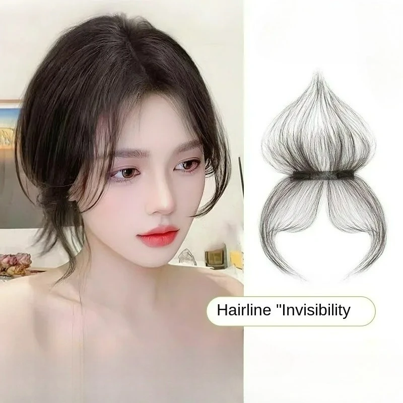 

2x12 Human Hair Baby Hair Bangs Hairpiece Summer Invisible Nature Edge Replacement Fringe Forehead Hairline For Women Daily Use