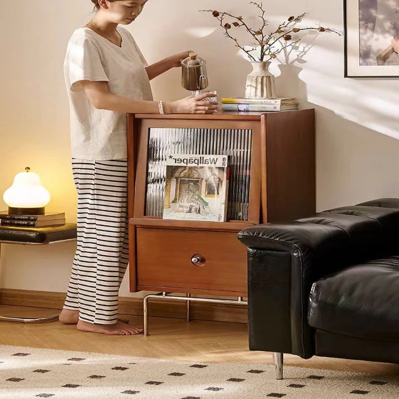 

Nordic solid wood small side cabinet, TV cabinet side cabinet, Japanese vertical cabinet, living room sofa locker