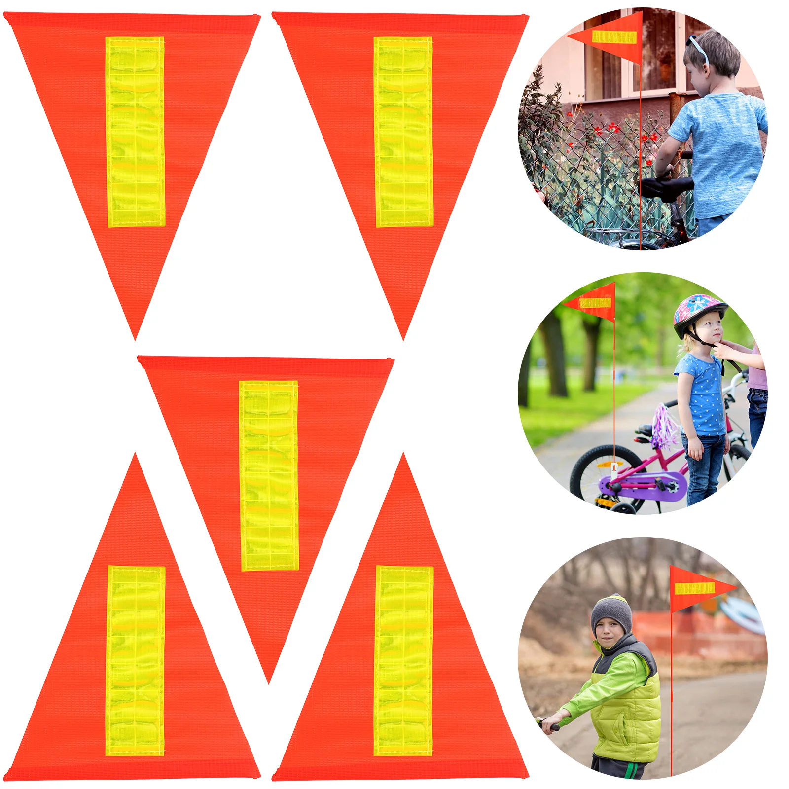 

5 Pcs Reflective Warning Flag Cycling Safety PVC Portable Decor Tear Proof Waterproof Easy Install Kids Elderly Road
