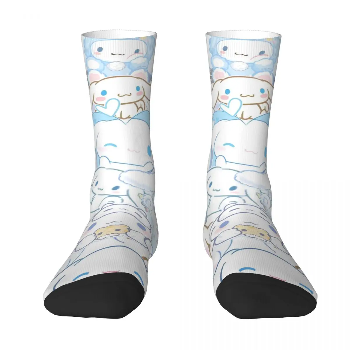 Cartoon Cinnamoroll Socks Men's Women's Polyester Funny Happy Cute Dogs Socks Harajuku Spring Winter Middle Tube Socks