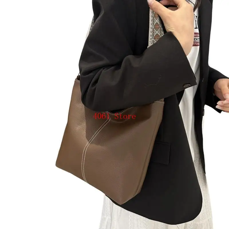 

2024 Bucket Bag Универсальная модная сумка для плеч для женщин большая мощность винтажная сумка для покупок широкая группа Bag