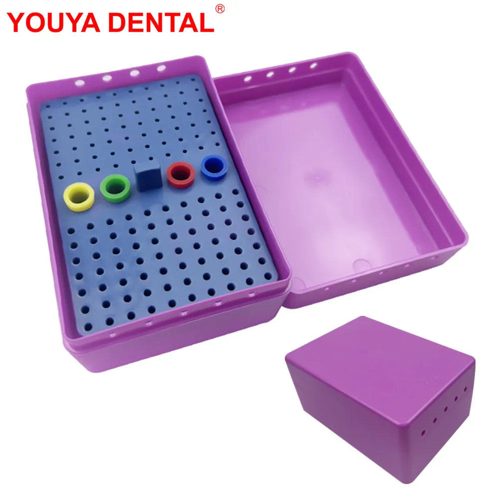 144 Holes Dental Bur Holder Autoclavalbe Plastic Bur Stand Block Endo Box Sterilization Tray Dentistry Lab Disinfection Box Case