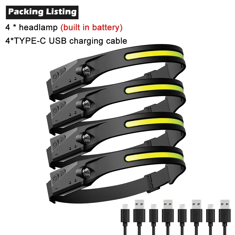 KDULIT 1-10PCS LED Sensor Scheinwerfer Eingebaute Batterie USB Aufladbare Kopf Taschenlampe Scheinwerfer Kopf Taschenlampe Camping Angeln Suche licht 8