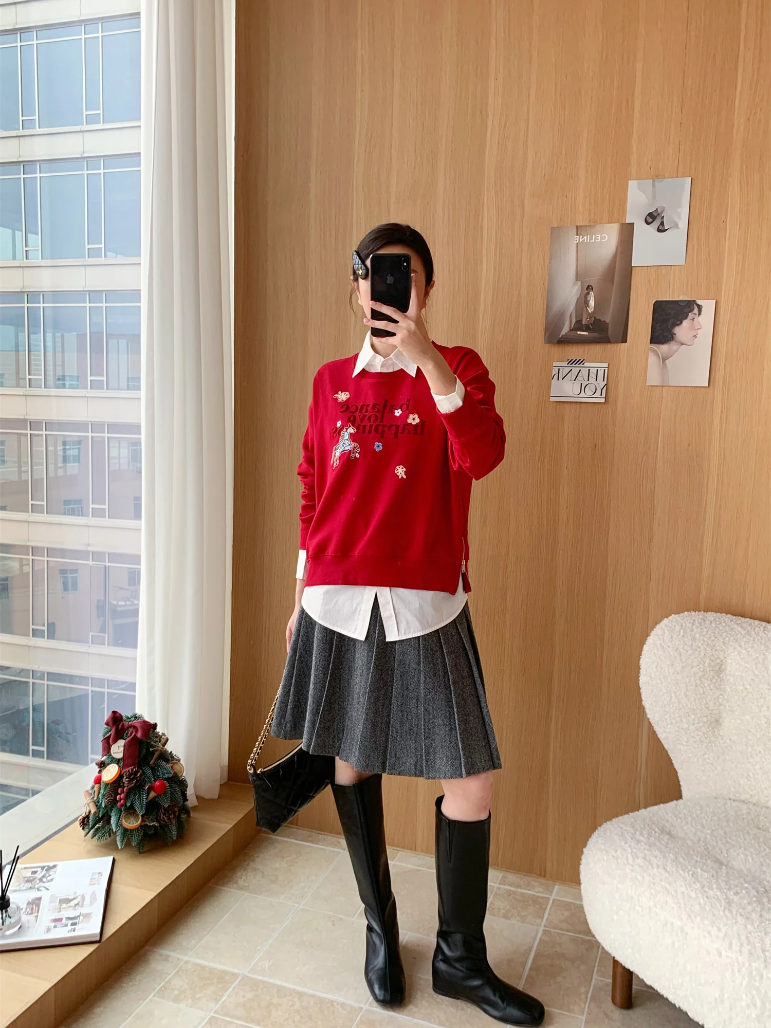 

Легкий шерстяной свитшот с круглым вырезом и вышивкой по знаку зодиака на Новый год, удобный свободный крой, женский уличный стиль