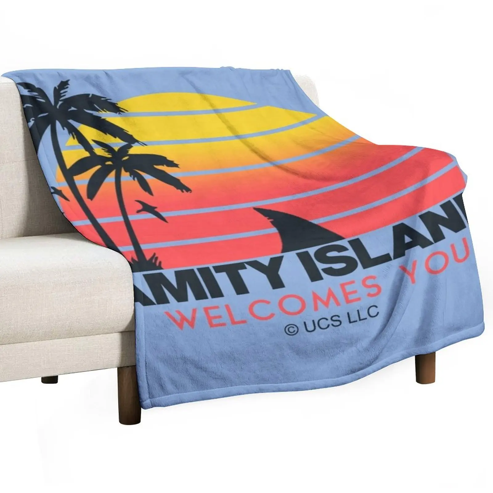 

Jaws movie Amity Island welcomes you. Birthday party gifts. Officially licensed merch. Throw Blanket Sofa Quilt Blankets