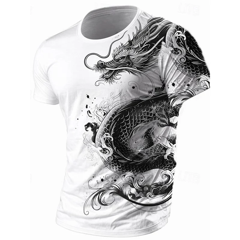 

Dragon Graphic T-Shirt For Men Animal 3D Printed T Shirts Summer Fashion Streetwear Sports Round Neck Tops Short Sleeves Tees