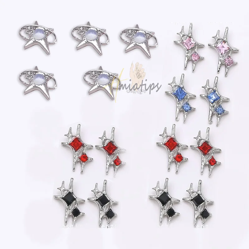 3D Punk Star Nail Charm Luxury Triangle Star Glitter Crystal Rhinestones Nails Supplies Decors Jewelry