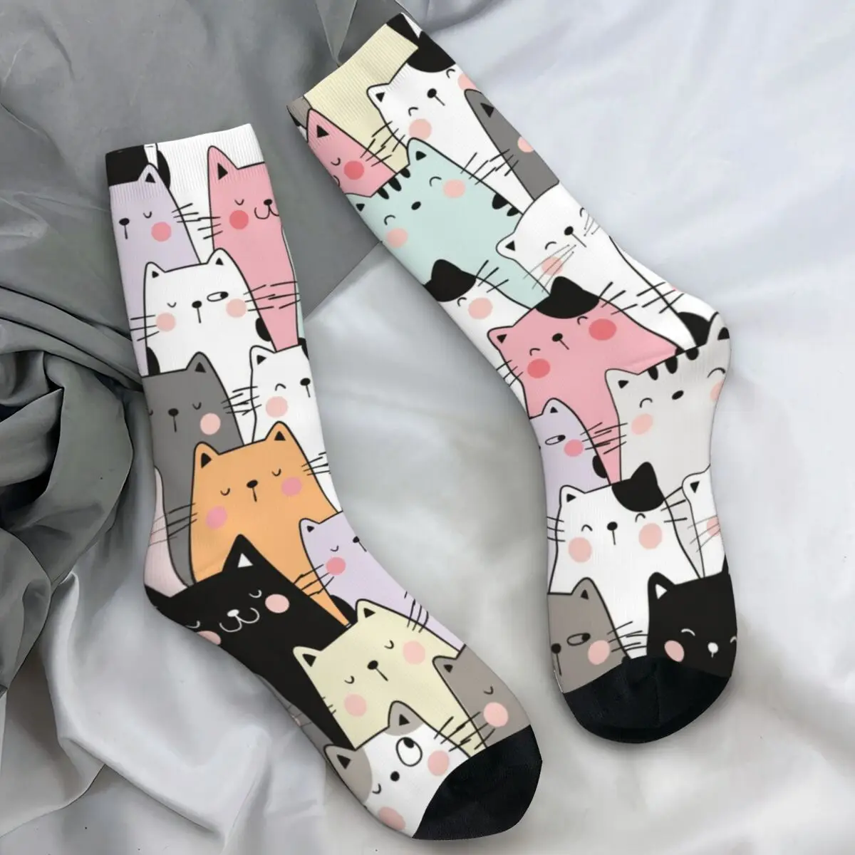 Cat Land Stockings Men Kawaii Pet Animals Socks Quality Trendy Socks Winter Cycling Non Skid Design Socks Birthday Gift