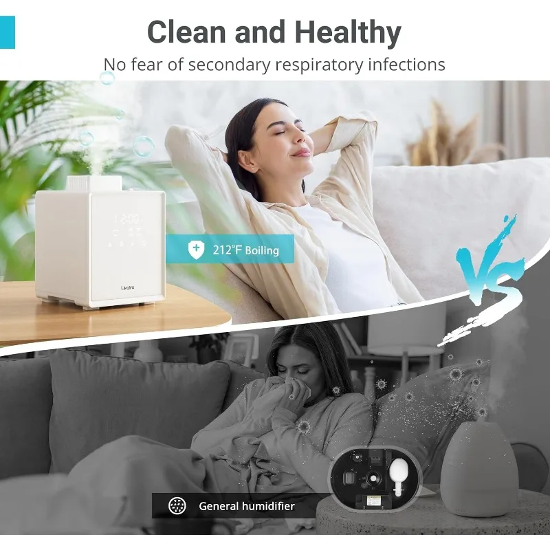 مرطب من الفولاذ المقاوم للصدأ، مرطب رذاذ دافئ سعة 3 لتر، سهل التنظيف مع مرطب بخار دافئ، مرطبات رذاذ الهواء الصحية