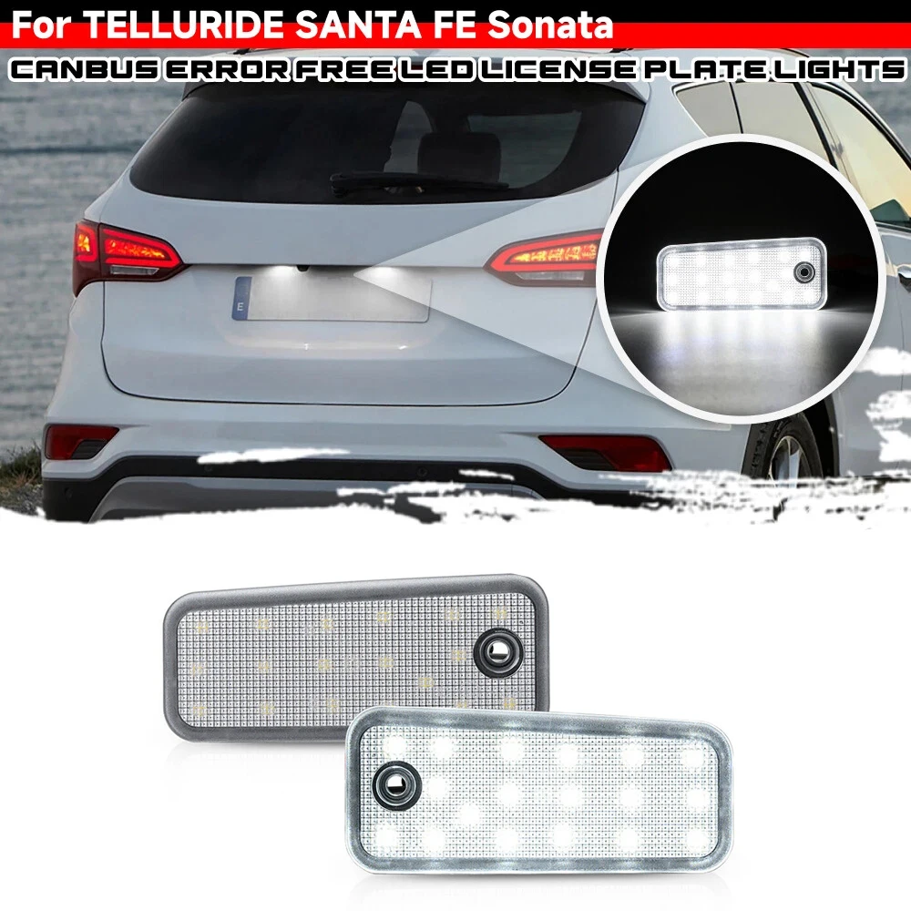 Éclairage de plaque d'immatriculation LED pour Hyundai Santa Fe 2013 – 2018, 2 pièces, pour Kia Telluride 2020-2023 Rondo 2013-2017, lampe d'étiquette de numéro arrière