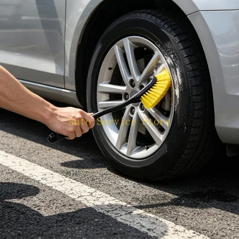 462A Professional Car Cleaning Tool Soft Bristled Brushes Short Ergonomic Handles For Wheel Arch Detailing Maintenance