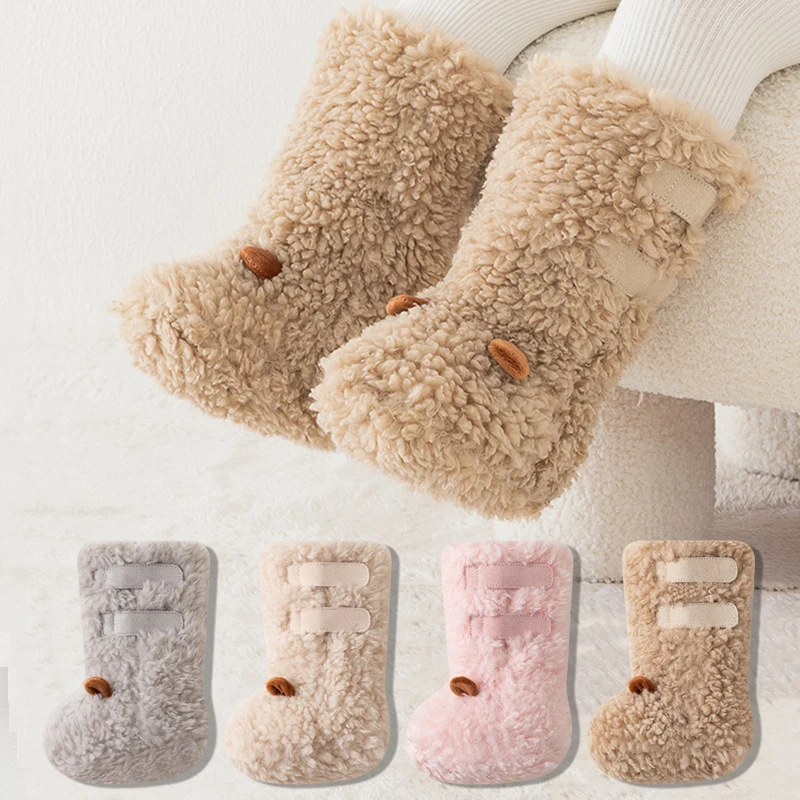 Baby Winter Leg Warmer Booties Cute Infant Sock Boots Anti-slip Toddler Pre-walker Shoes Newborn Photo Props 0-18M