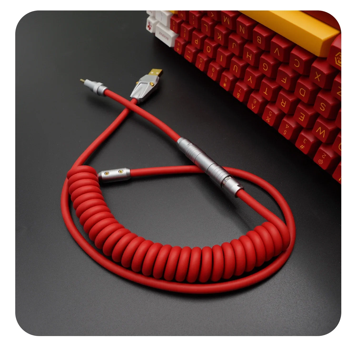 GeekCable Handmade Custom Computer Mechanical Keyboard Data Cable Navigation Plug Super Elastic Line Soft rubber red