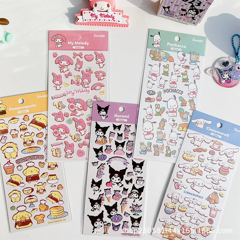 Sanrio Cinnamoroll Kuromi Anime Hand Ledger Stickers Cute Cartoon My Melody Diy Sticker Lovely Toys Gifts for Girls