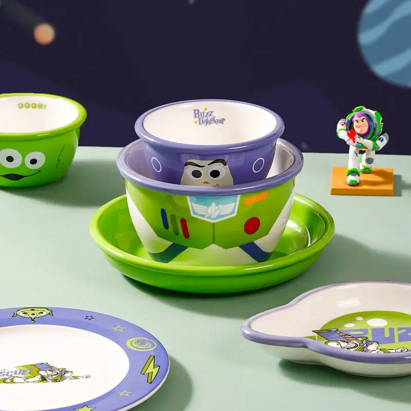 Disney Buzz Lightyear Alien animation periferiche creative cartoon cute piatto da pranzo in ceramica a forma speciale ciotola per spaghetti di riso