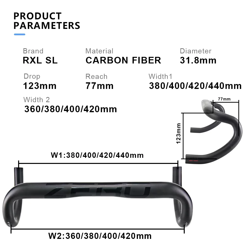 No logo 31.8 Handlebar 380/400/420/440mm RXL SL Road Bike Handlebar Ultralight Cycling Carbon Handlebar road bike Drop Bar Parts