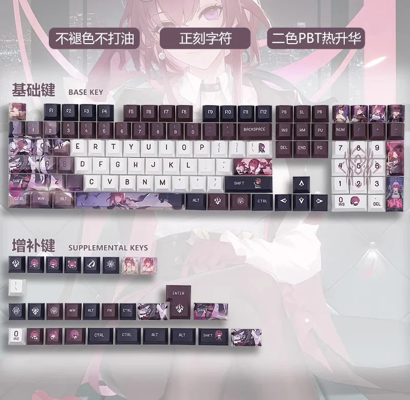 أنيمي كيكابس 129 مفاتيح كافكا هونكاي: ستار السكك الحديدية PBT الكرز الشخصي ل MX التبديل Keycap للوحة المفاتيح الميكانيكية لعبة هدية