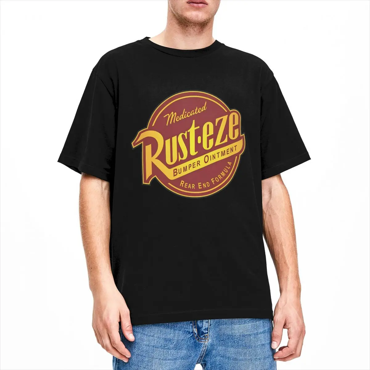 Rust-eze Logo Cars T-shirt Strand Vintage T-shirts Katoenen hipster-t-shirt voor heren Tops met korte mouwen en print